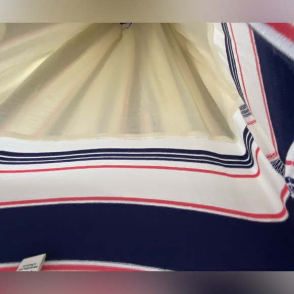 Ella Moss Striped Off Shoulder Midi Dress with Ruffled Bias Cut Hem Stretchy - Picture 10 of 11